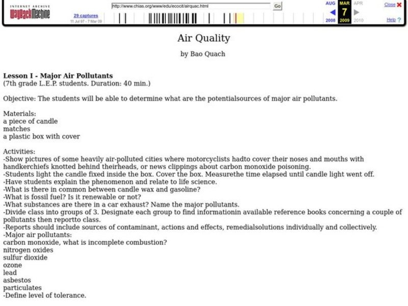 Air Quality Lesson Plan