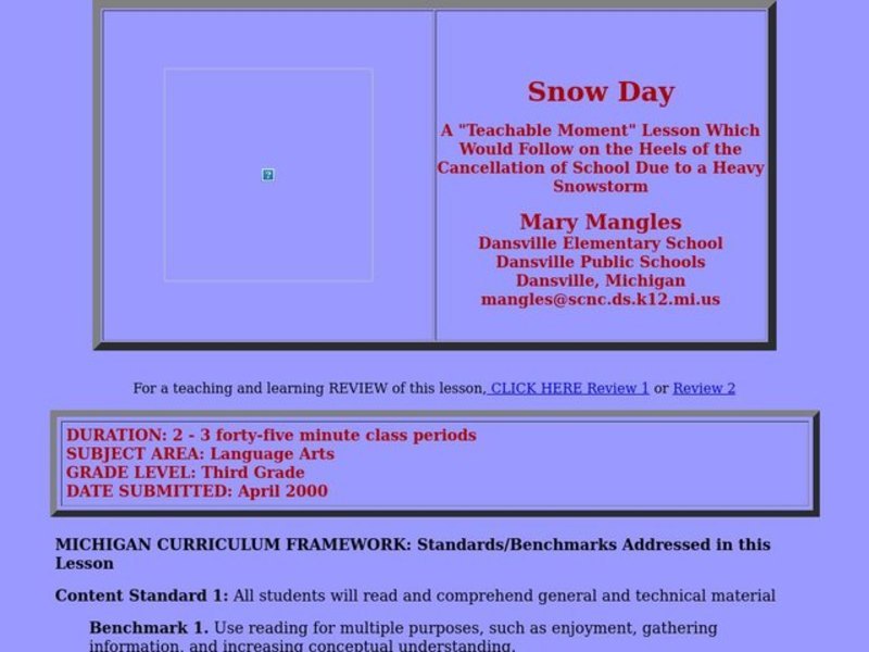 Snow Day Lesson Plan