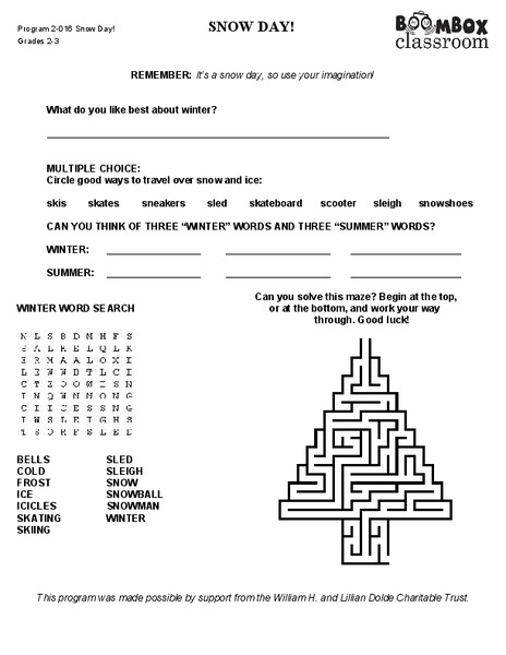 Snow Day Lesson Plan