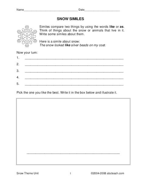 Snow Similes Writing