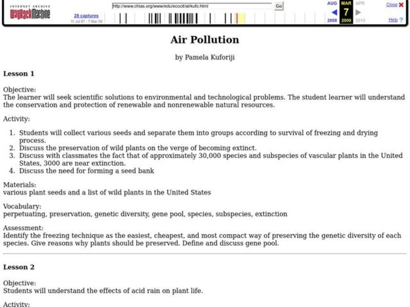 Air Pollution Lesson Plan