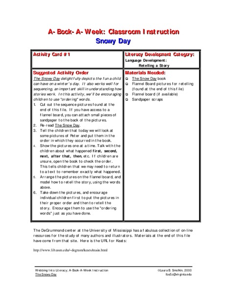 Snowy Day Lesson Plan
