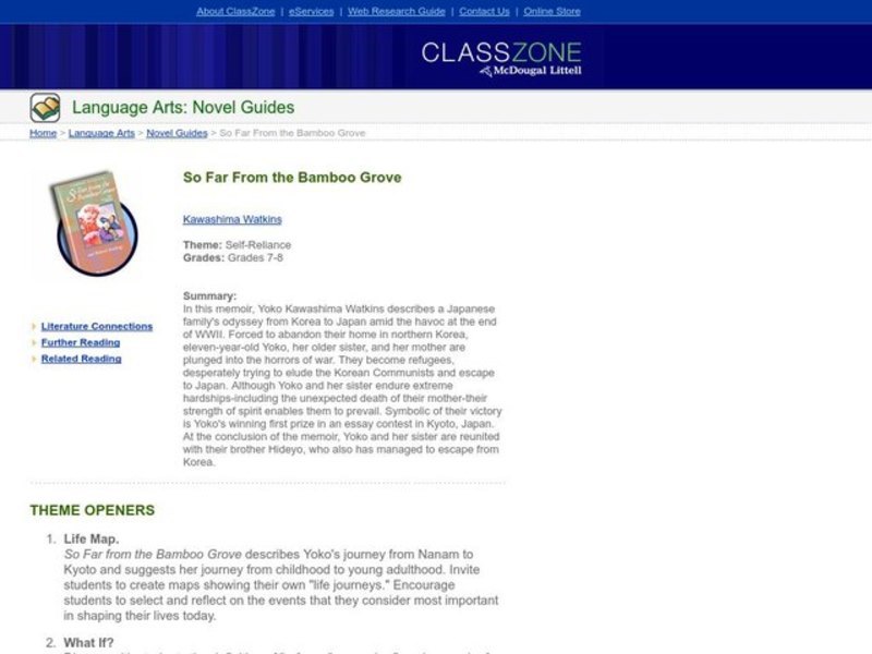 So Far From the Bamboo Grove Lesson Plan