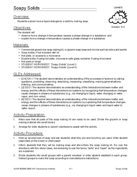 Soapy Solids Lesson Plan