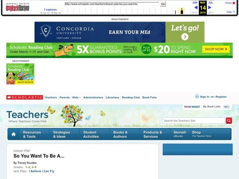 So You Want To Be A... Lesson Plan