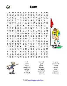 Soccer Word Search Worksheet