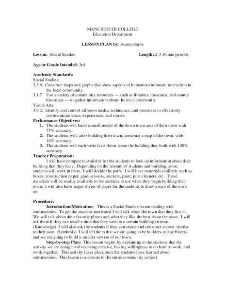 Social Studies Lesson Plan