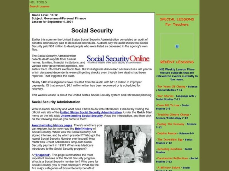 Social Security Lesson Plan