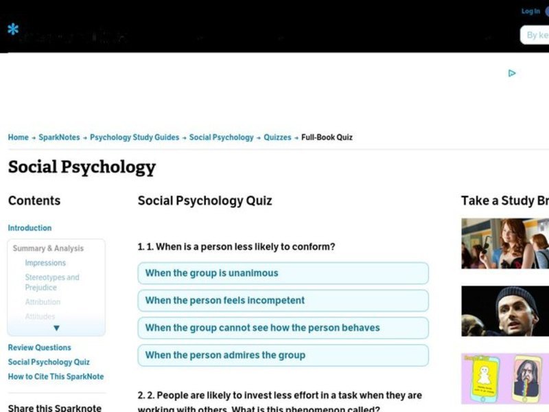 Social Psychology Worksheet