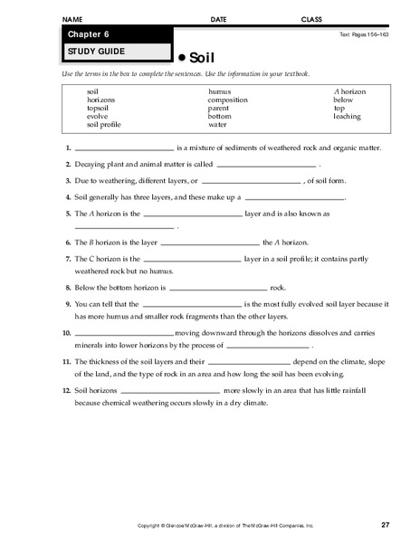 Soil Worksheet