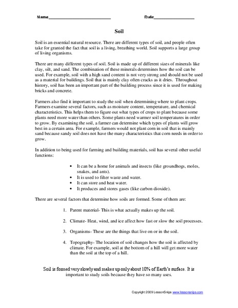 Soil Worksheet