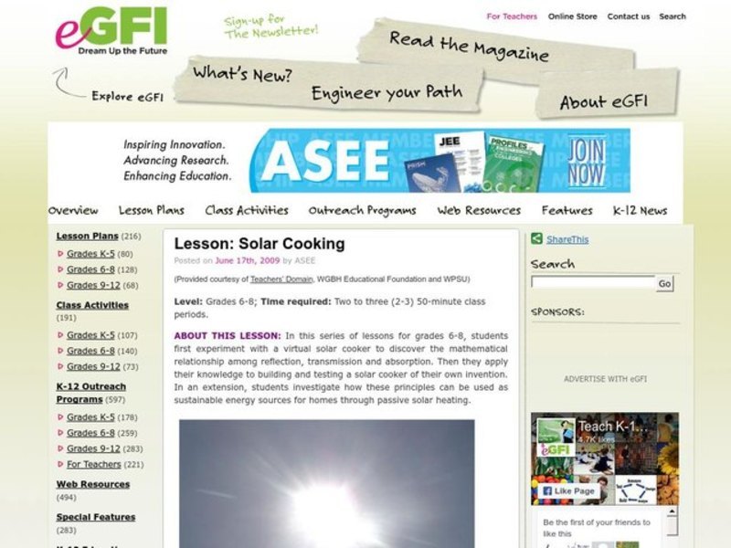 Solar Cooking Lesson Plan