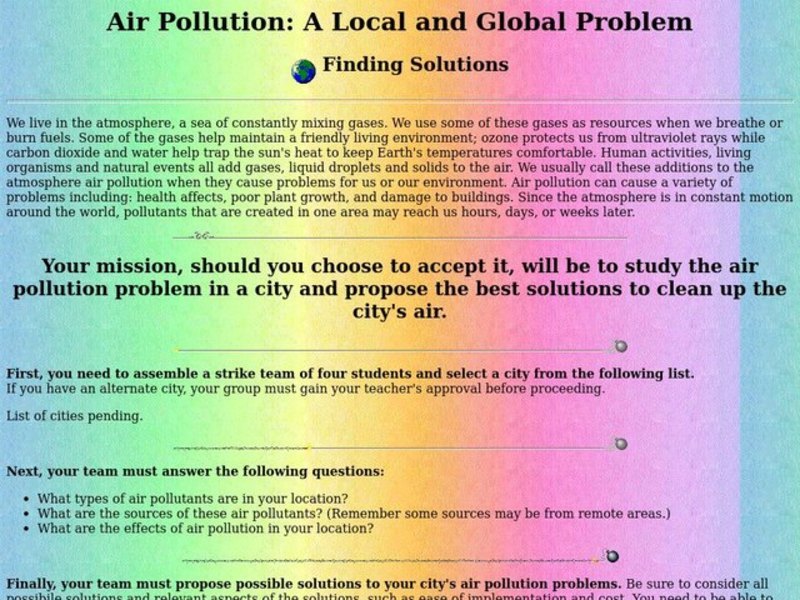 Air Pollution: A Local and Global Problem Lesson Plan