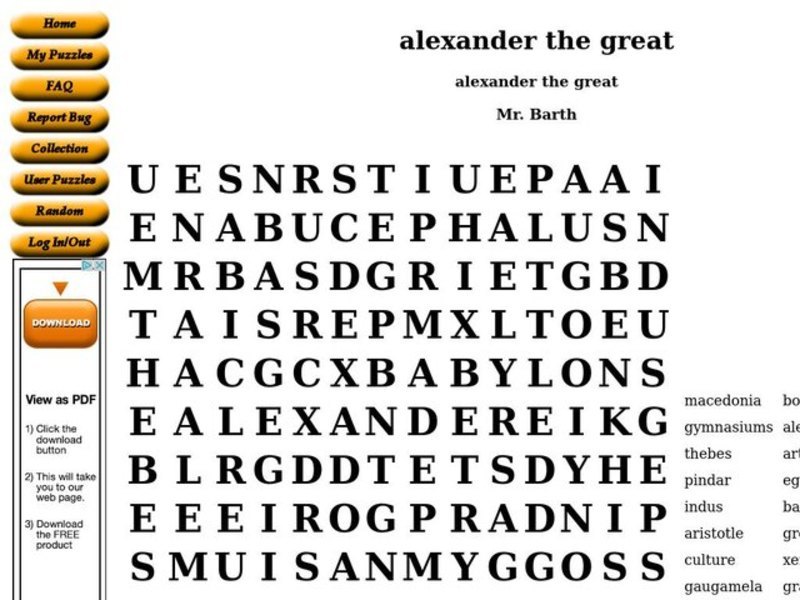 Alexander the Great Worksheet