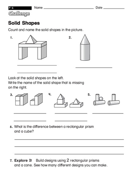 Solid Shapes Worksheet