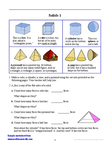 Solid Shapes Worksheet