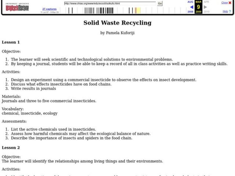 Solid Waste Recycling Lesson Plan