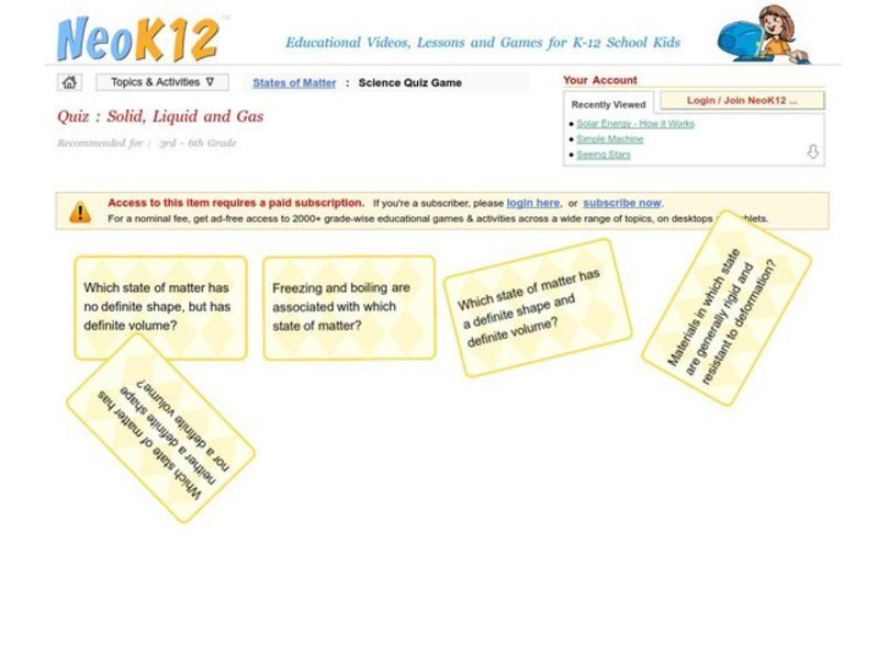 Solid, Liquid, and Gas Interactive