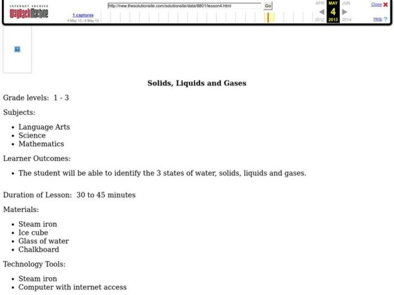 Solids, Liquids and Gases Lesson Plan
