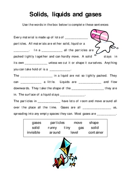 Solids, Liquids, and Gases Worksheet