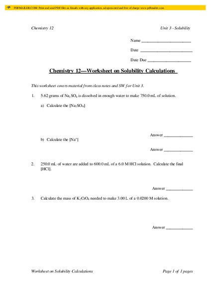 Solubility Lesson Plan