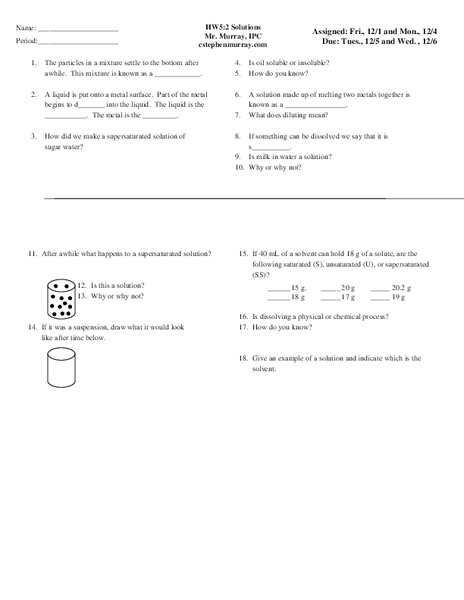 Solutions Worksheet