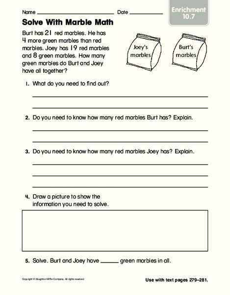 Solve With Marble Math Worksheet