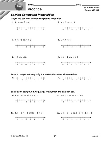 Solving Compound Inequalities Worksheet