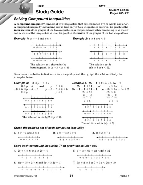 Solving Compound Inequalities Worksheet