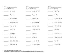Solving Equations Worksheet