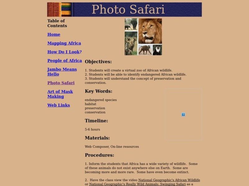 African Wildlife Lesson Plan