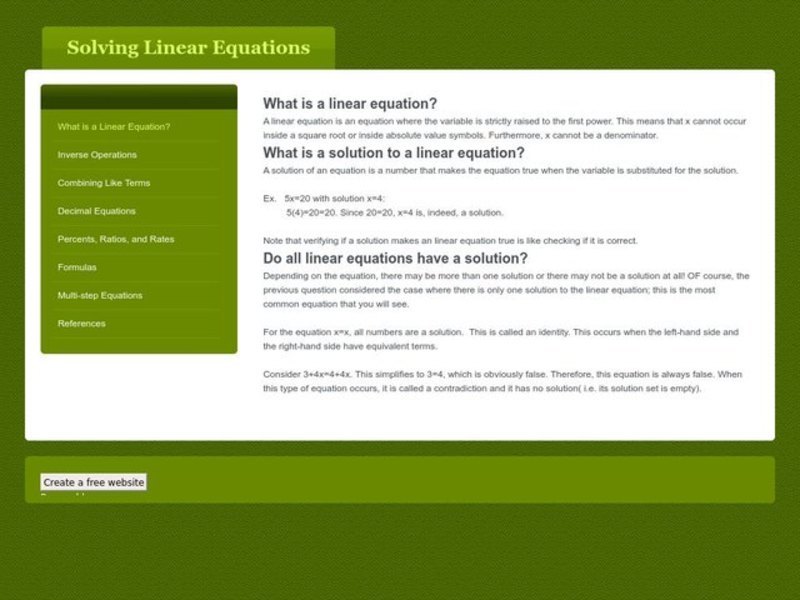 Solving Linear Equations Lesson Plan
