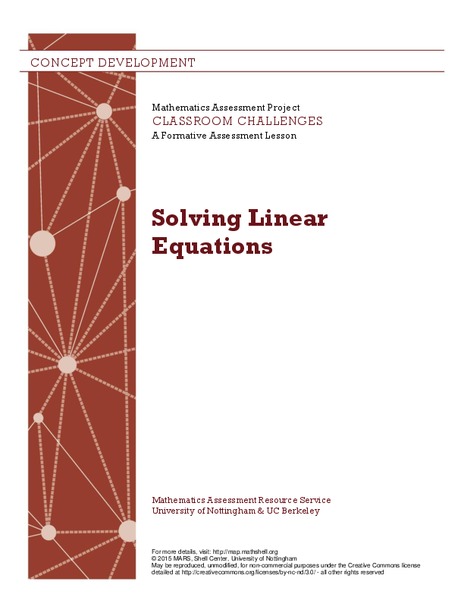 Solving Linear Equations Lesson Plan