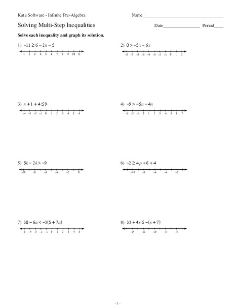 Solving Multi-Step Inequalities Worksheet