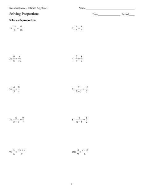 Solving Proportions Worksheet