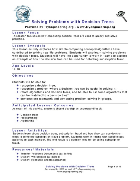Solving Problems with Decision Trees Lesson Plan