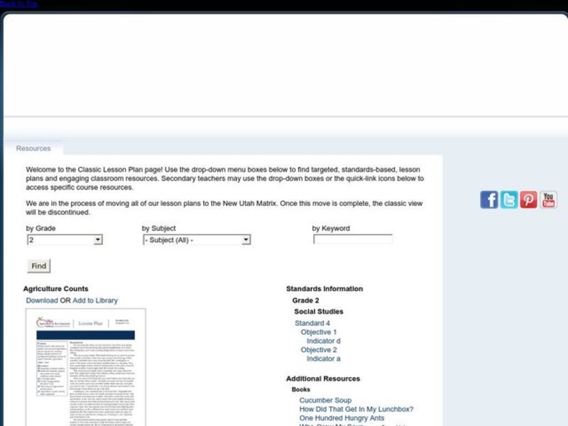 Agriculture Counts Lesson Plan