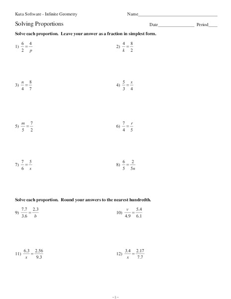 Solving Proportions Worksheet