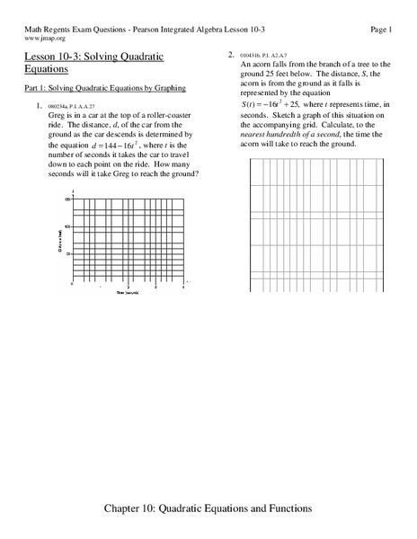 Solving Quadratic Equations Worksheet