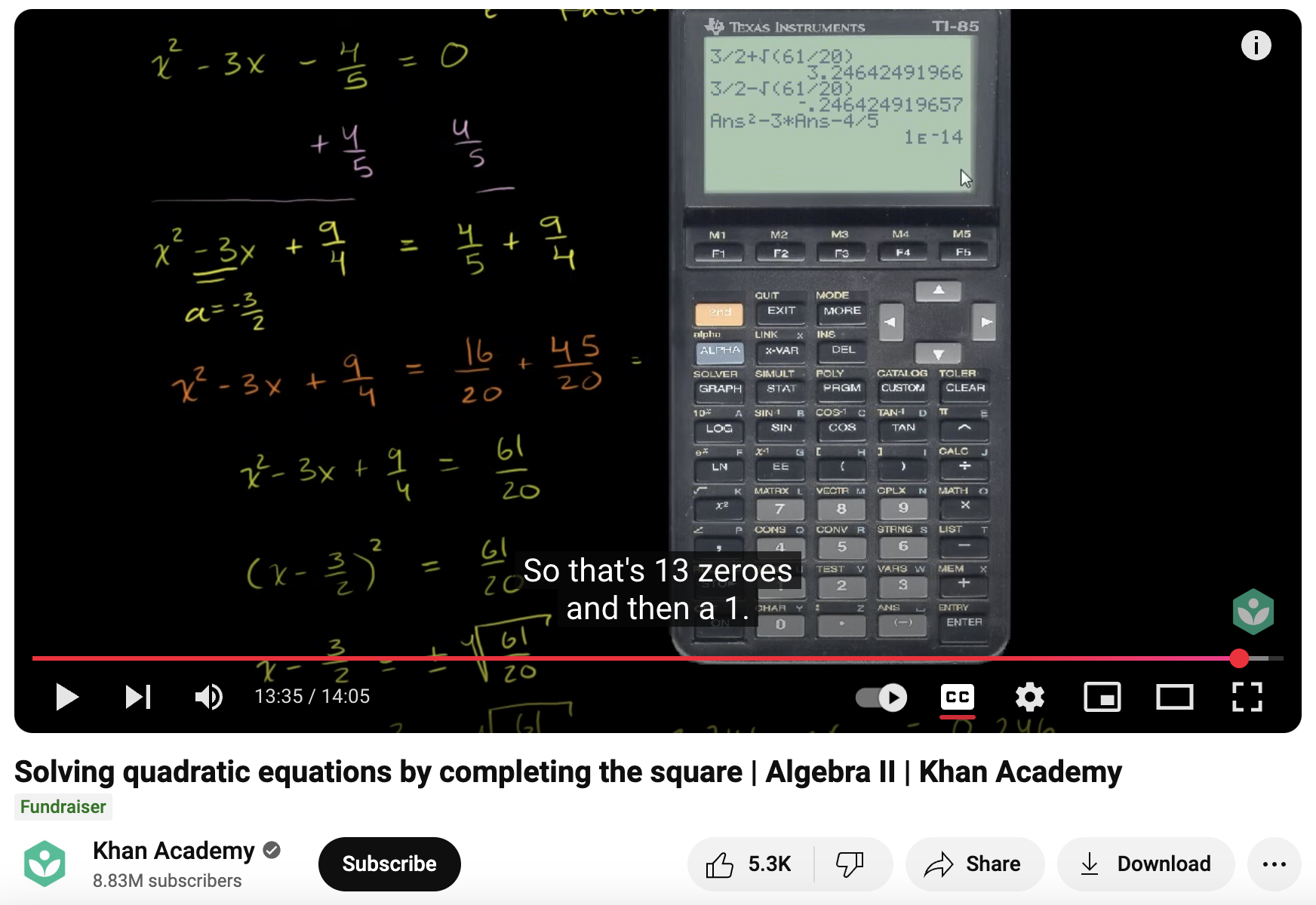 Solving Quadratic Equations by Completing the Square, Algebra II Instructional Video