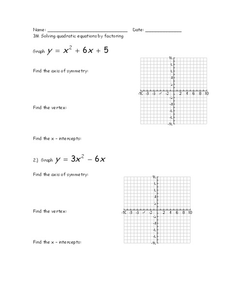 Solving Quadratic Equations by Factoring Lesson Plan