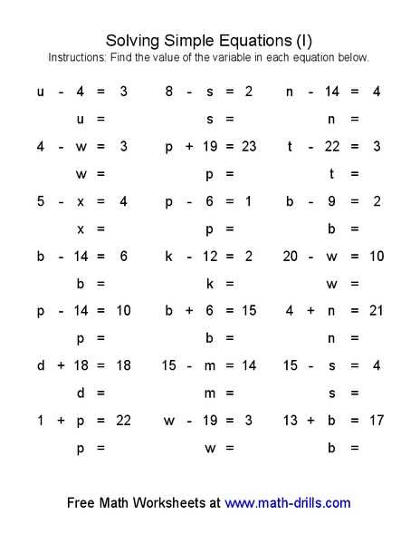 Solving Simple Equations Interactive