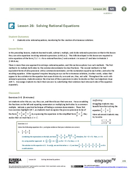 Solving Rational Equations Lesson Plan