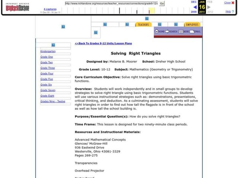 Solving Right Triangles Lesson Plan
