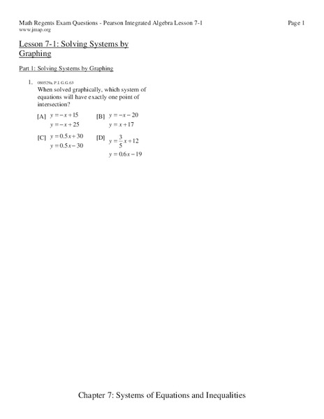 Solving Systems by Graphing Worksheet