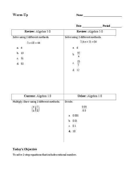 Solving Rational Equations Lesson Plan