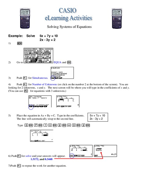 Solving Systems of Equations Worksheet