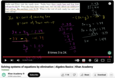 Solving Systems of Equations by Elimination, Algebra Basics Instructional Video