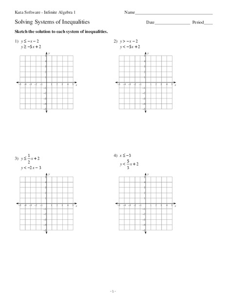 Solving Systems of Inequalities Worksheet