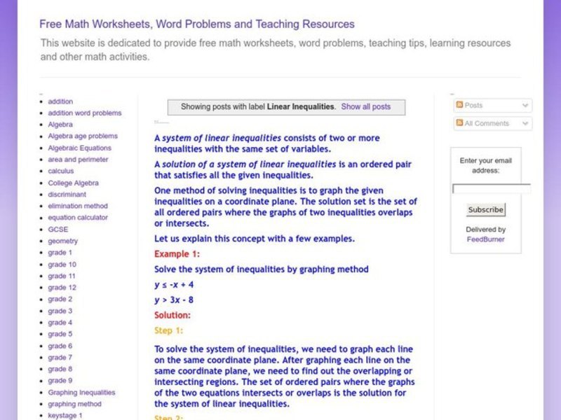 Solving Systems of Inequalities Worksheet
